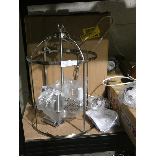 3123 - A brushed satin finish, 4-light lantern pendant * this lot is subject to VAT