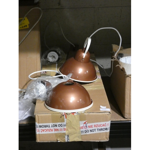 3124 - A copper and white Farnsworth, 3-light kitchen island pendant * this lot is subject to VAT