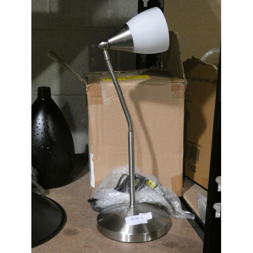 3132 - A pair of satined chrome 40cm desk lamps * this lot is subject to VAT