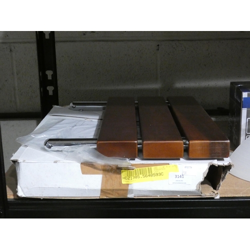 3141 - A brown wood and chrome shower chair * this lot is subject to VAT