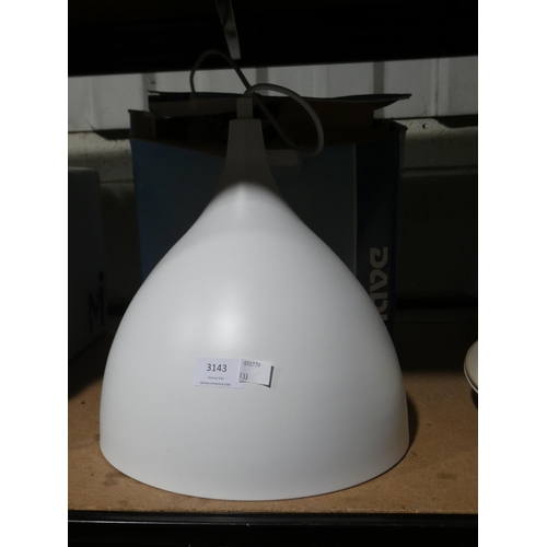3143 - A white, metal industrial style pendant light * this lot is subject to VAT
