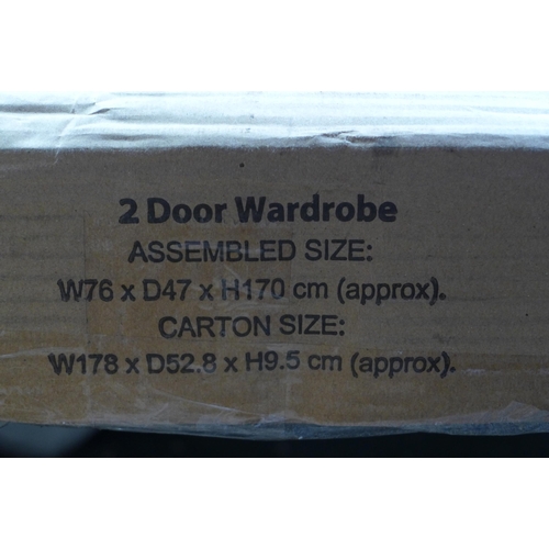 3167 - Black 2-door wardrobe (boxed, 2 of 2) * This lot is subject to VAT