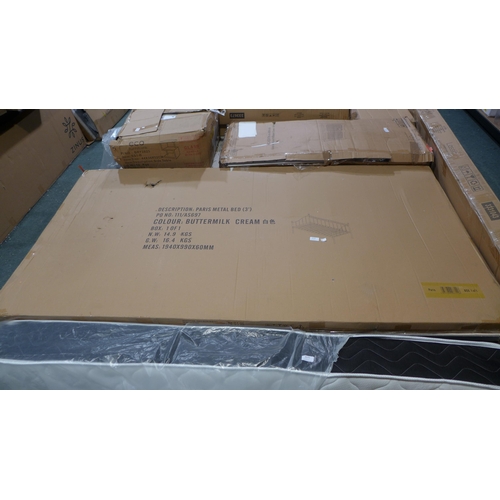 3170 - Single 3ft cream metal Paris day bed * This lot is subject to VAT