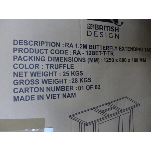1530 - A Rutland Truffle Painted and Oak 1.2m Butterfly Extending Dining Table *Boxed,Unchecked* *This Lot ... 