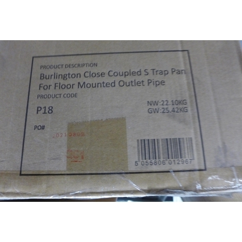 2109 - Burlington close-coupled strap pan toilet bowl - boxed & unused