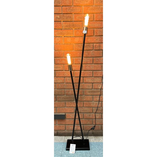 1337 - A black filament crossover floor lamp, H 127cms (27938)   #