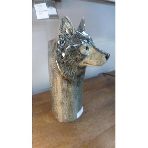 1349 - A wolf ceramic vase, H 28cms (949K24)   #