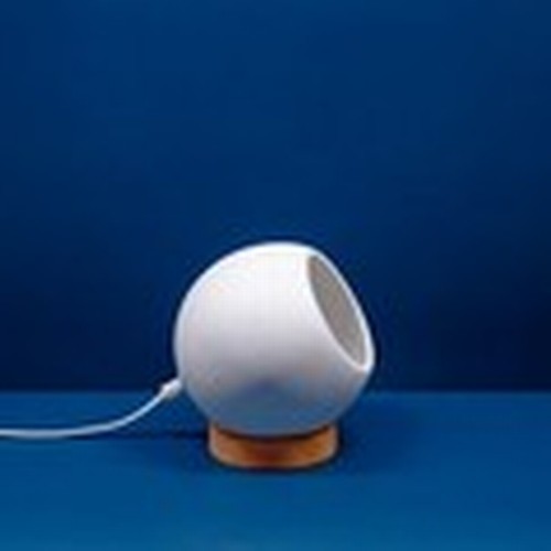 1398 - A porcelain spherical lamp with etched dots on a wooden base (LP02810)   #