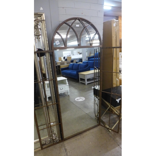 1455 - A large iron mirror in the style of an opening arched window, H 180cms, (MP1186)   #