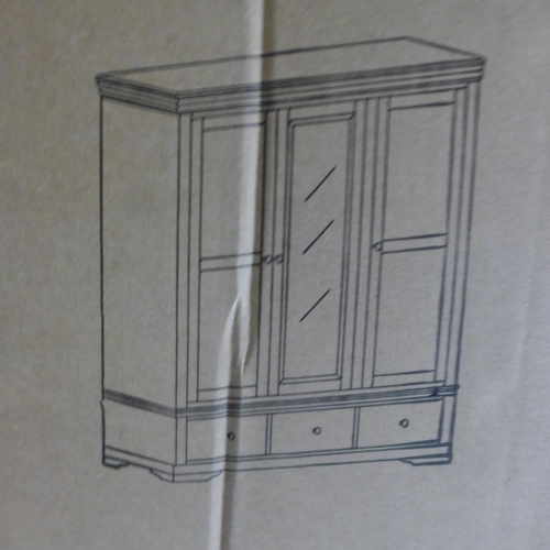 1495 - A Florence grey painted and oak triple wardrobe, boxed, unchecked * this lot is subject to VAT