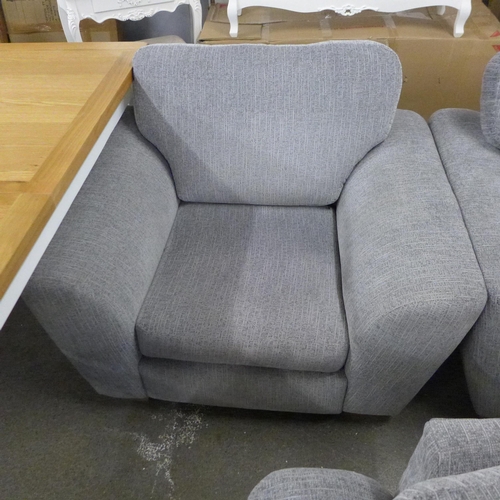 1503 - A light grey two seater fabric sofa with armchair