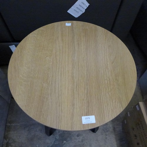 1520 - A Lutina oak and metal style lamp table ( boxed )