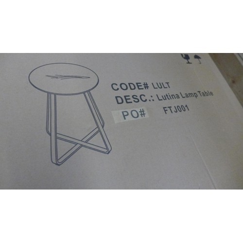 1520 - A Lutina oak and metal style lamp table ( boxed )