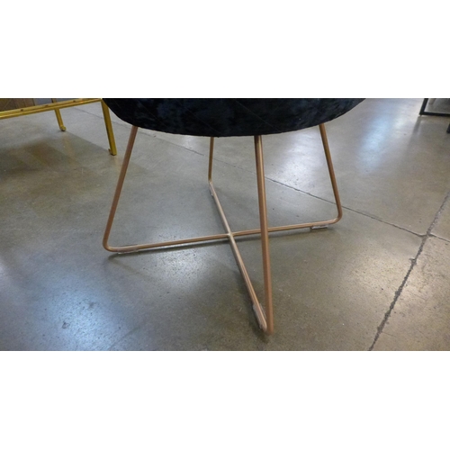 1323 - A designer steel blue chair, with x frame stretcher. *This lot is subject to VAT