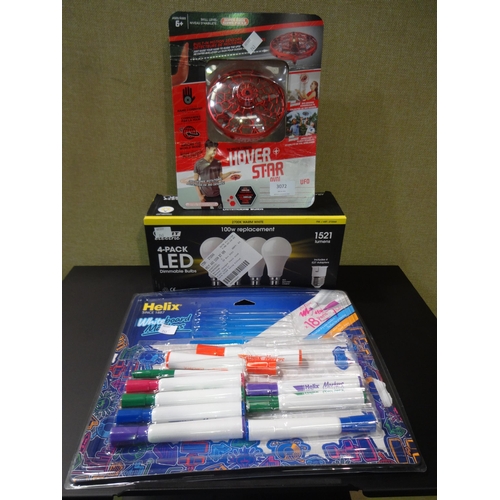 3072 - Helix Whiteboard Markers, Feit A60 100W BT Dimmable Bulbs and Hover Star UFO 3.0 Drone (243-347, 348... 