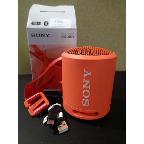 3075 - Sony XB13 Pink Speaker (model:- SRSXB13B.CE7) (243-433) * This lot is subject to VAT