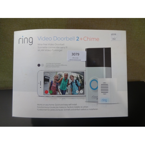 3079 - Ring RVD2 Doorbell 2 With Chime Video, original RRP £129.99 + VAT (243-411)* This lot is subject to ... 