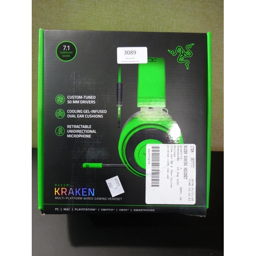 3089 - Razer Gaming Headset (Kraken Green) (243-314) * This lot is subject to VAT