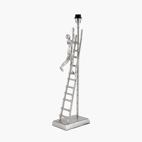 1350 - A silver metal ladder lamp with slate velvet shade, H 69cms (30-830-B062)   #