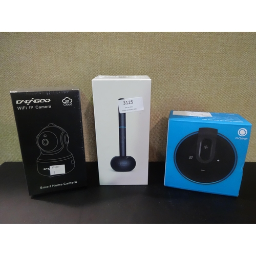 3125 - A Smart Home camera, a battery base for Dot, 3rd Gen. & a smart visual ear cleaning rod