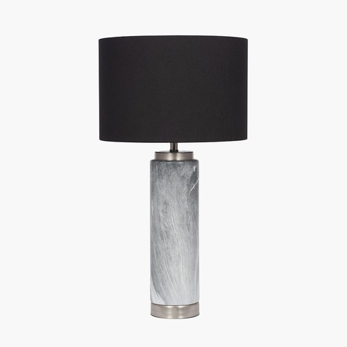 1358 - A Carrara grey marble effect table lamp with black cotton shade (30-787-C38)   #