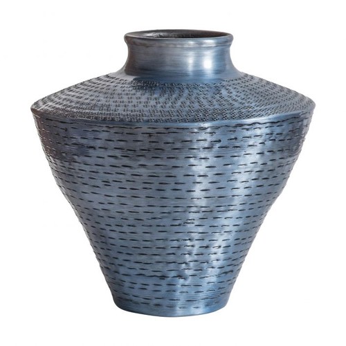 1360 - An aluminium pewter coloured Rampur vase, H 28cms (505941340583924)   #