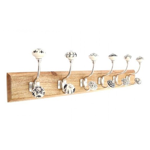 1377 - A rack of six coat hooks with ceramic knobs (HH565424)   #