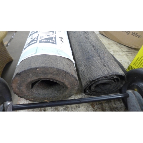 2085 - 12sqm of shed roofing felt/asphalt shingle, one sealed 10m roll, one part roll 2-3sqm