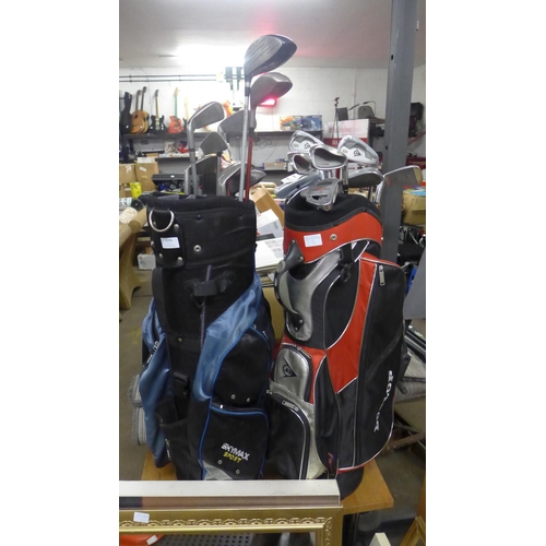 2096 - 2 Golf bags, Dunlop & Skymax with 18 clubs