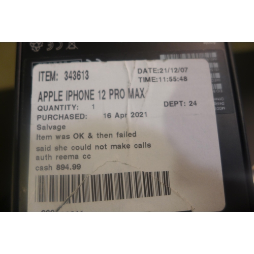 3143 - Apple Iphone 12 Pro Max 128Gb Graphite, Original Rrp £894.99 + Vat (MGD73B/A)  (246-23 ) * This Lot ... 