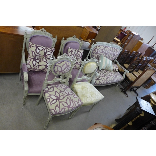 175 - A French painted beech five piece salon suite