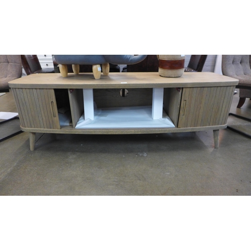 1340 - A tambour oak media unit ( minor damage to right hand side of top )