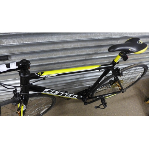 Aluminium Carrera black yellow racing bike with dual pull brakes STI gear shifters