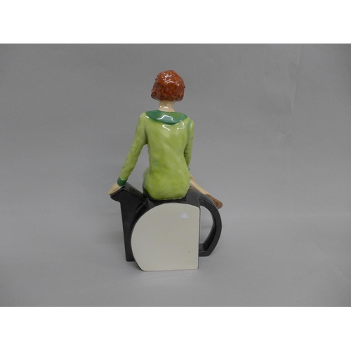 612 - A Peggy Davies Art Deco style figure, ‘Clarice Teatime’, modelled by Andy Moss, 367 of 500, 21.5cm