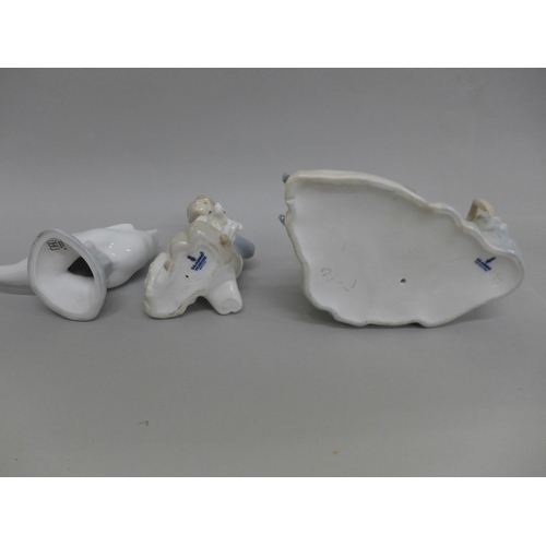 616 - Two Lladro figures and a Nao figure of a goose