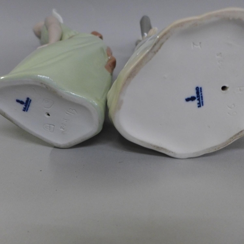 617 - Two Lladro figures, 23cm, ribbon on hat a/f
