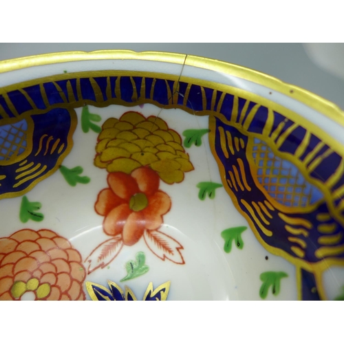 673 - Two Royal Crown Derby 2451 side plates and a cup and saucer, a Shelley cup and saucer, cup a/f (crac... 