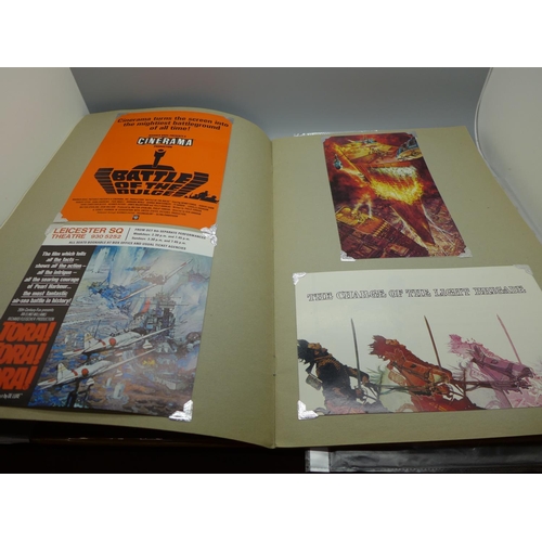 702 - Cinema ephemera; a set of lobby cards; Where Eagles Dare, scrapbook containing mini posters (16)
