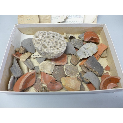 719 - A collection of archaeological finds, with paperwork/research