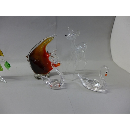 730 - Seven large glass animals with partridge in a pear tree - pears dangle separately