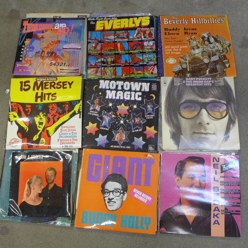 779 - A box of approximately 30 1960's and later LP records including Buddy Holly and Motown, etc.
