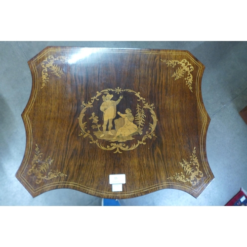 15 - A 19th Century Italian rosewood and marquetry inlaid lady's sewing table