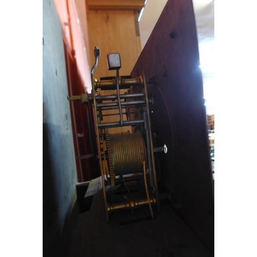 28 - A walnut 8-day longcase clock, the square brass dial signed Richard Fennell, Kensigton, 217cms h