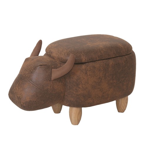 1318 - A bull storage footstool in faux leather, 59cms (2601935)   #