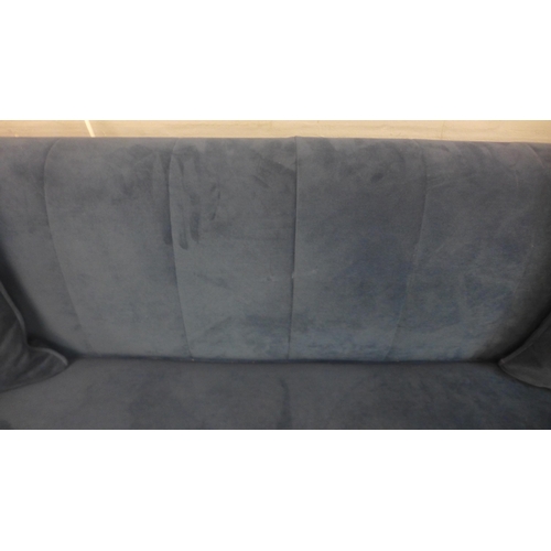 1328 - An Archie petrol blue velvet three seater sofa (RRP £1,179.00)