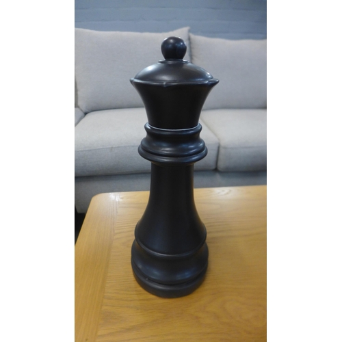 1340 - A black ceramic queen chess piece, H 30cms (FPC2409)   #