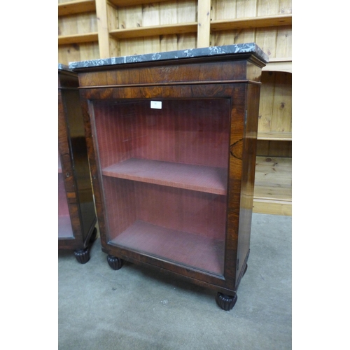 33 - A pair of similar Regency rosewood and marble topped pier cabinets