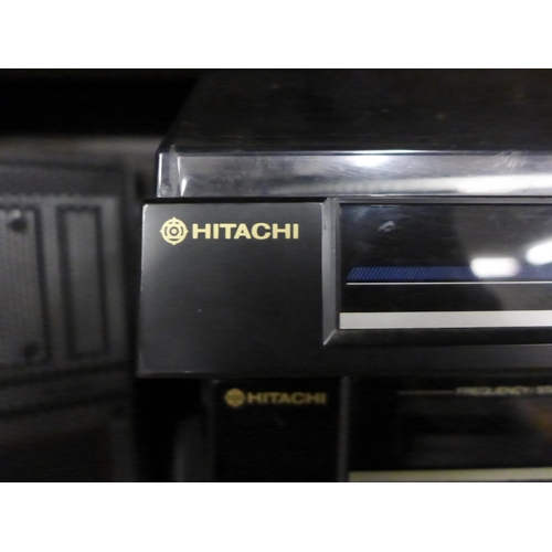 2332 - Hitachi midi hi-fi with speakers & stands