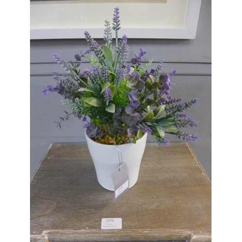 1399 - A lavender and eucalyptus display in a white pot, H 35cms (54345506)   #