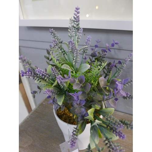 1399 - A lavender and eucalyptus display in a white pot, H 35cms (54345506)   #